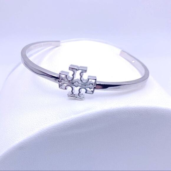 NWT Tory Burch Silver Cut Out Double T Cuff Bracelet - Picture 3 of 9